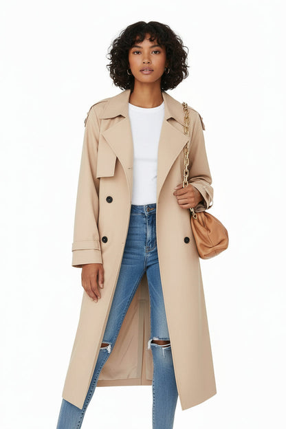 Marivella | Women’s Double-Breasted Long Trench Coat
