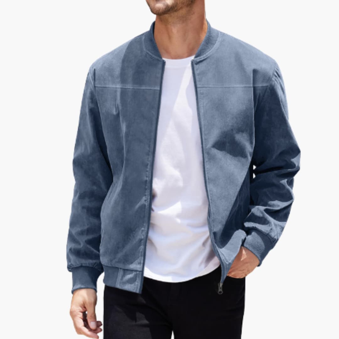 Billy | Men’s Bomber Jacket with Ribbed Collar