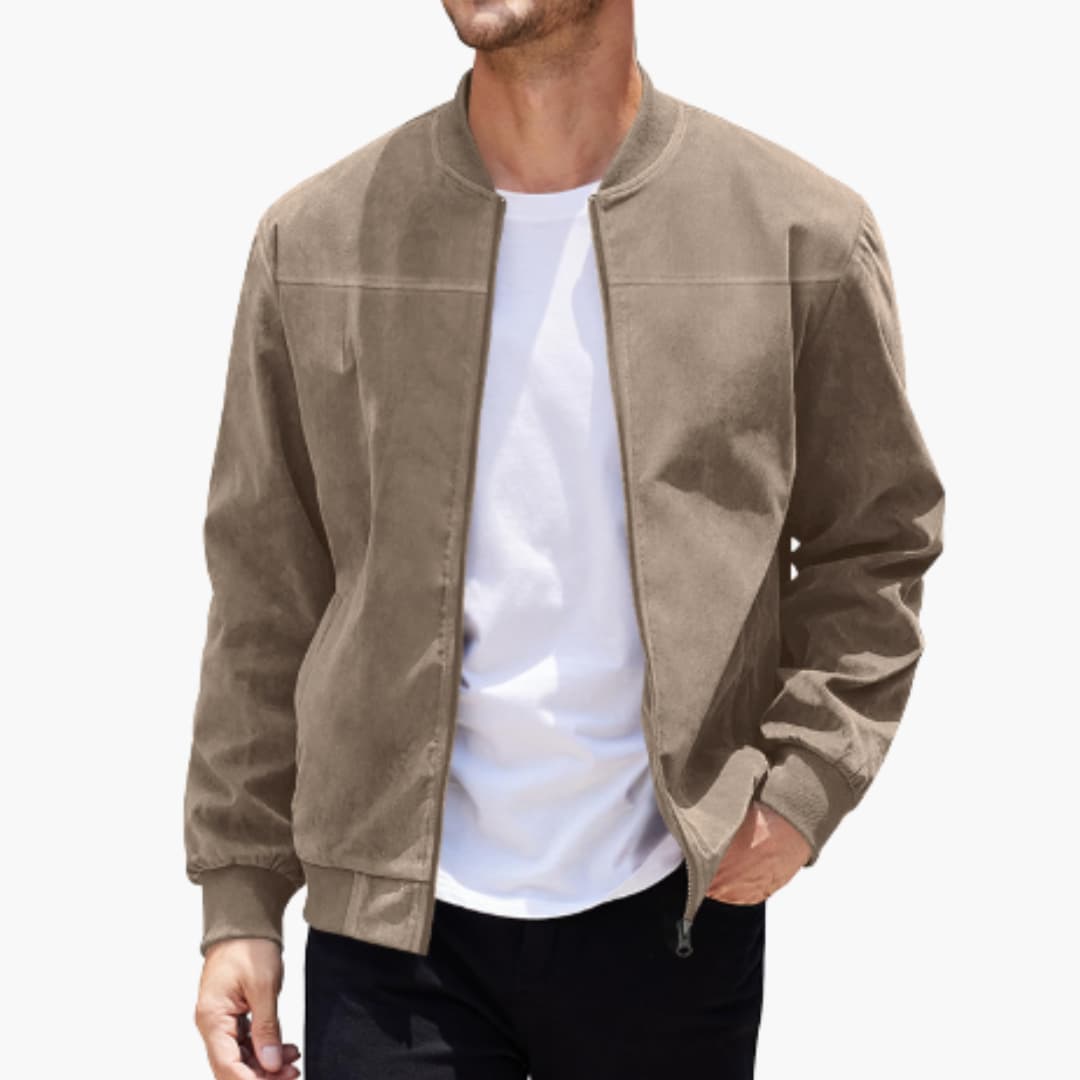 Billy | Men’s Bomber Jacket with Ribbed Collar