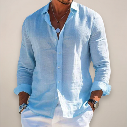 Linvaro | Men’s Linen Blend Casual Long Sleeve Shirt