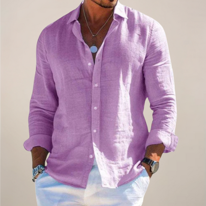 Linvaro | Men’s Linen Blend Casual Long Sleeve Shirt