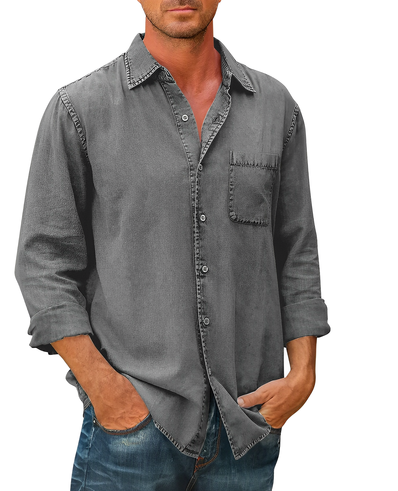 Bruno | Men’s Long Sleeve Denim Shirt