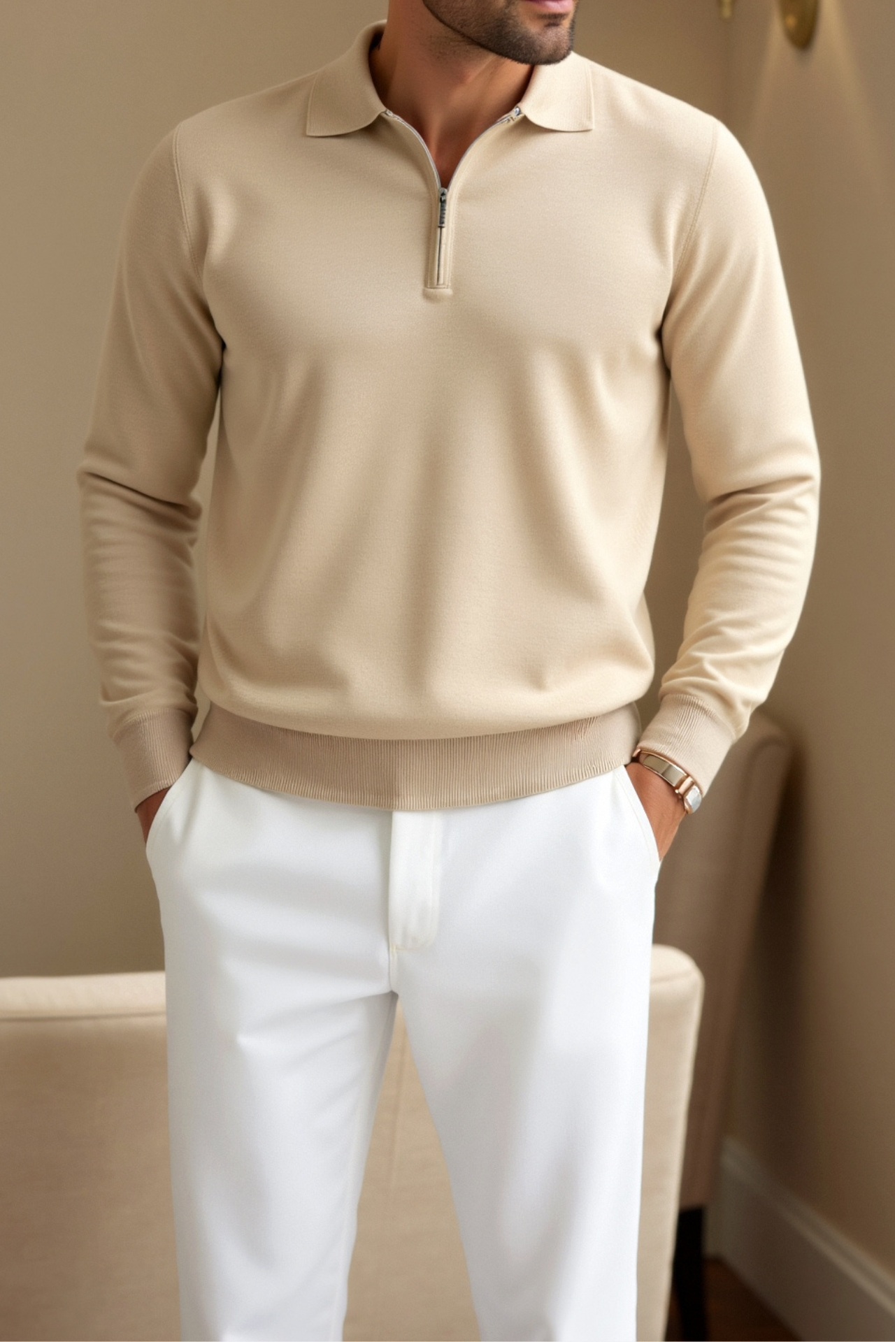 Noli | Men’s Knit Polo Shirt with Modern Zip Detail