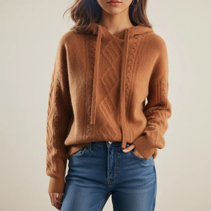 Mirevia | Women’s Hooded Cable Knit Sweater