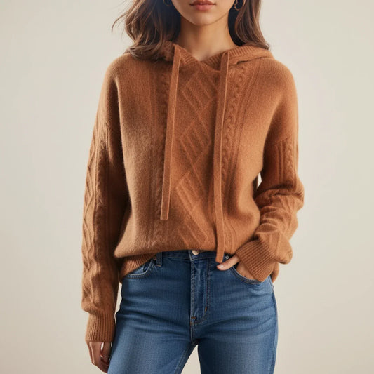 Mirevia | Women’s Hooded Cable Knit Sweater