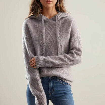 Mirevia | Women’s Hooded Cable Knit Sweater