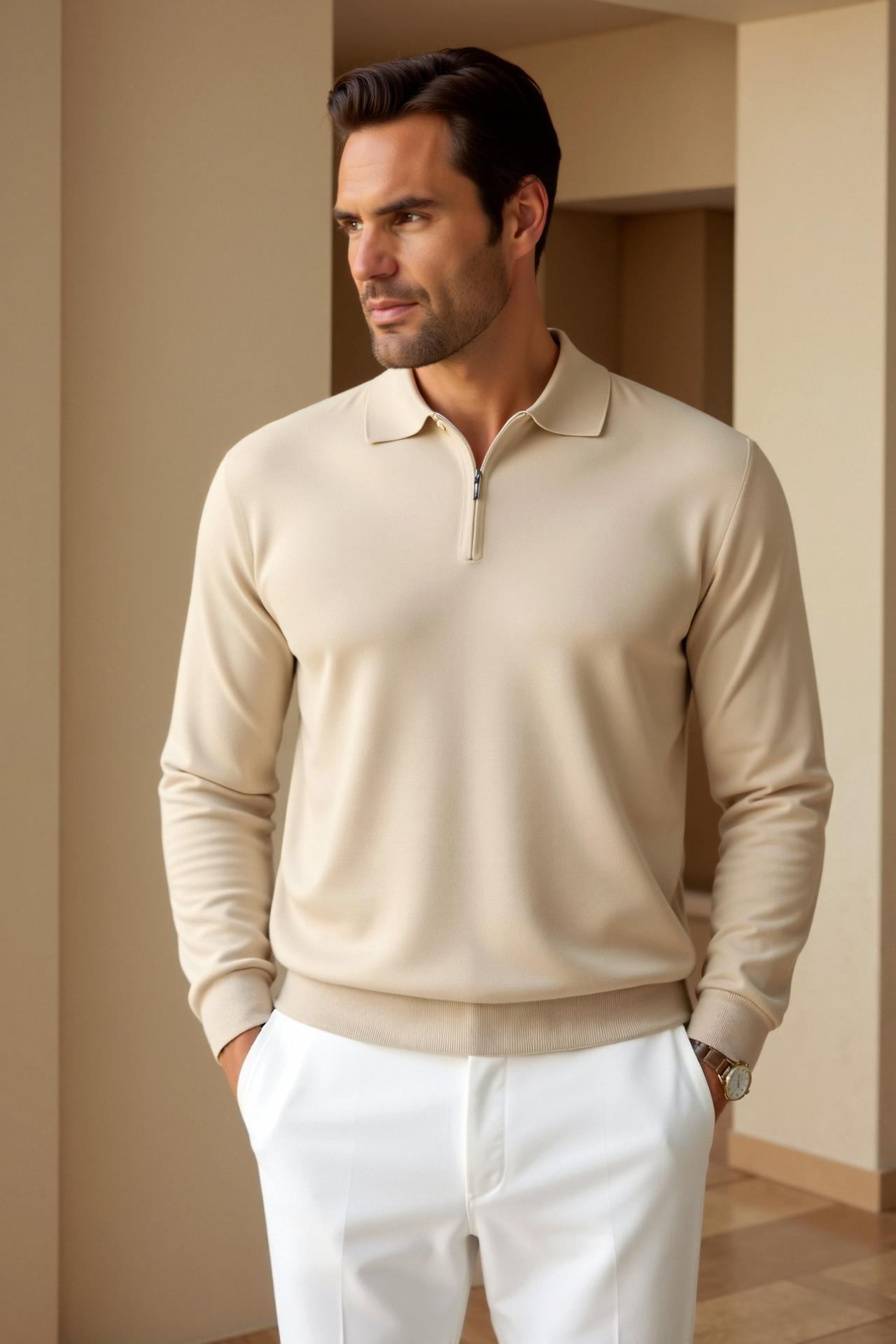 Noli | Men’s Knit Polo Shirt with Modern Zip Detail