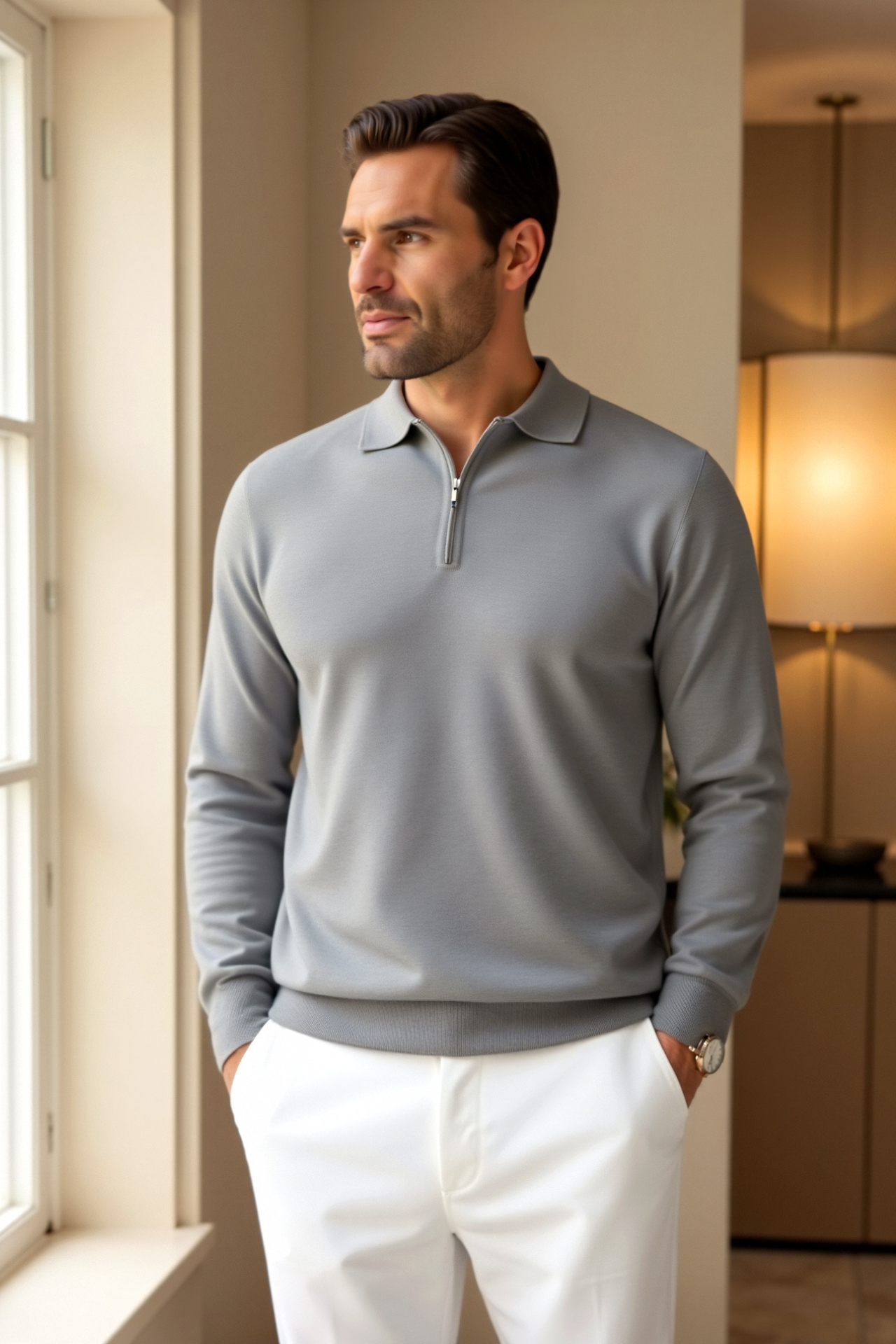 Noli | Men’s Knit Polo Shirt with Modern Zip Detail