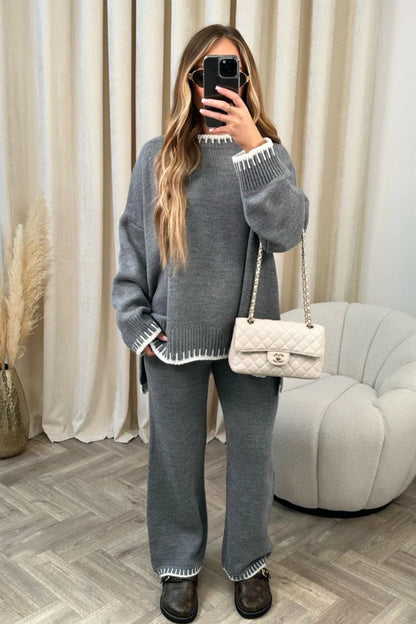 Shayla | Women’s Contrast Trim Knit Lounge Set
