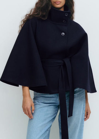 Oona | Women’s High Neck Belted Cape Jacket
