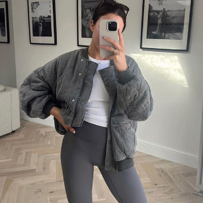 Hillarie | Women’s Oversized Quilted Bomber Jacket