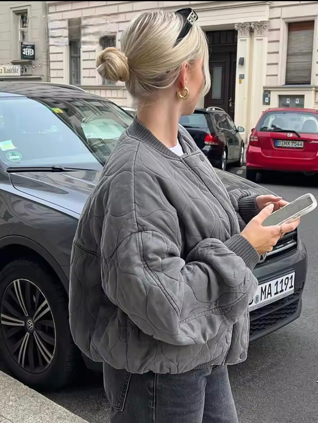 Hillarie | Women’s Oversized Quilted Bomber Jacket