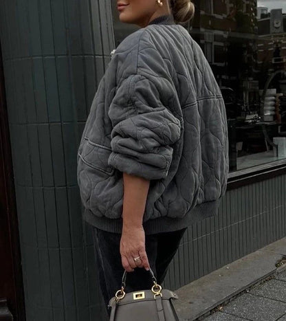 Hillarie | Women’s Oversized Quilted Bomber Jacket