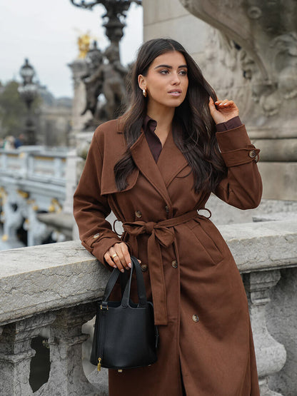 Cianan | Women’s Long Faux Suede Trench Coat