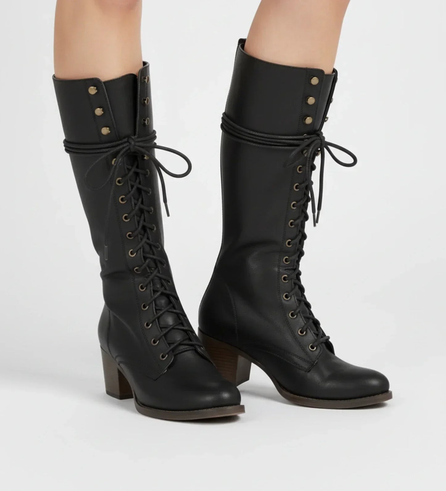Pria | Women’s Knee-High Lace-Up Block Heel Boots