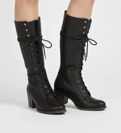 Pria | Women’s Knee-High Lace-Up Block Heel Boots