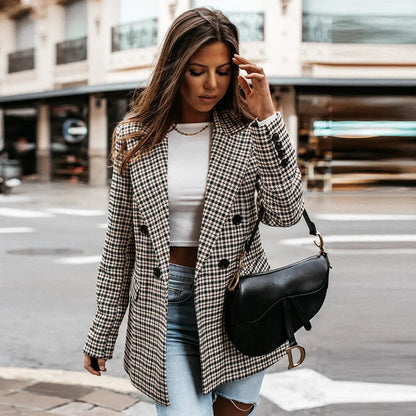 Renee | Women’s Double Breasted Check Blazer