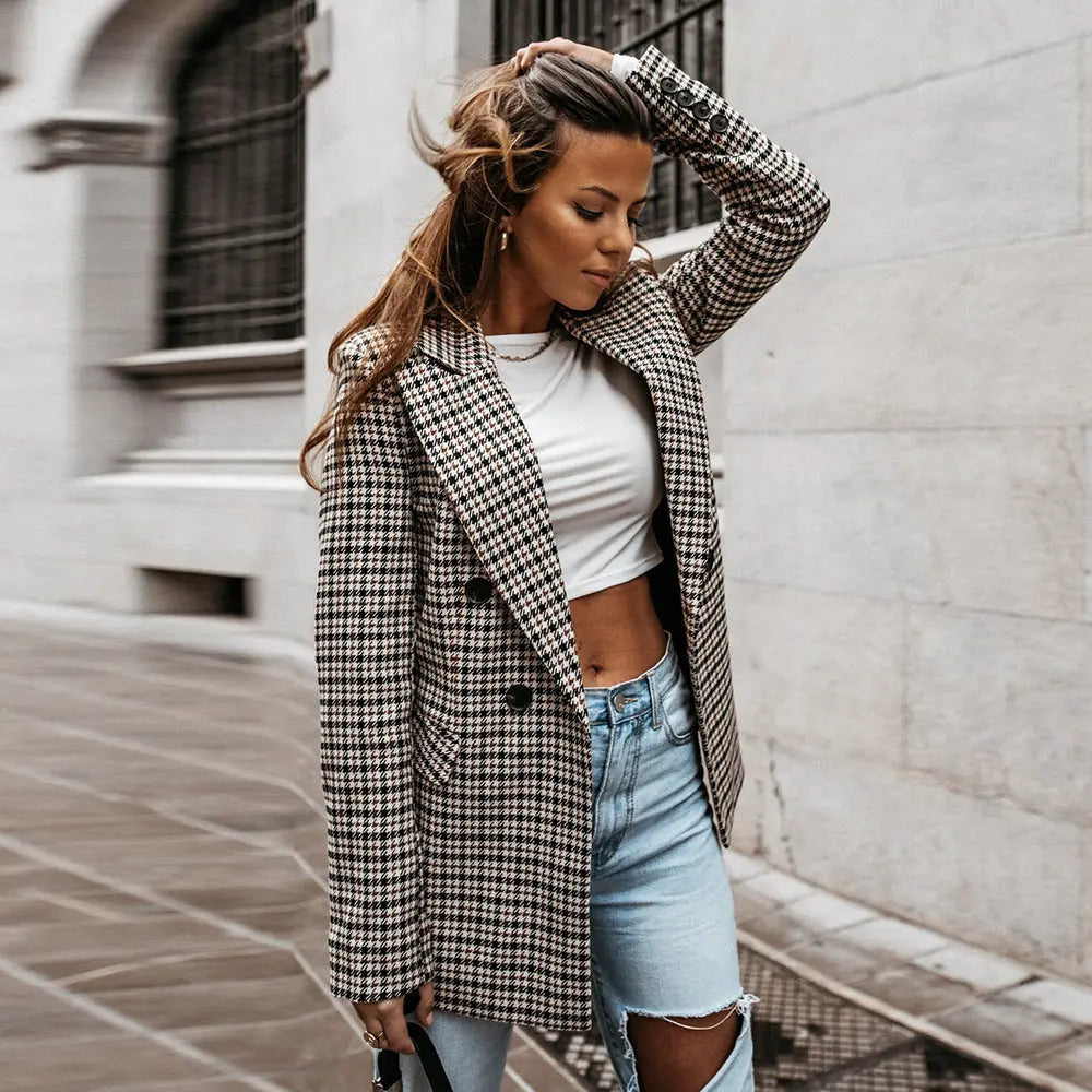 Renee | Women’s Double Breasted Check Blazer