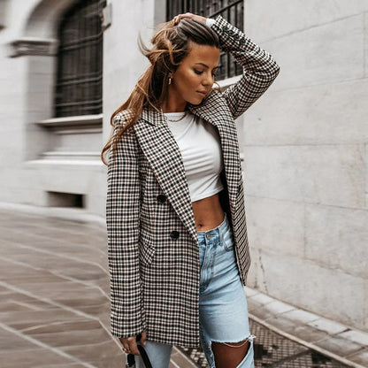 Renee | Women’s Double Breasted Check Blazer