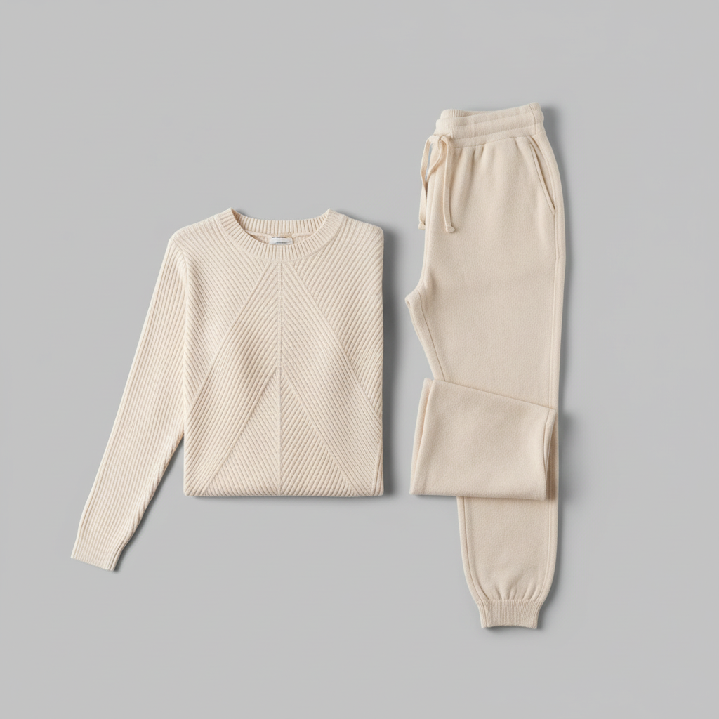 Ribbed Knit Tracksuit Set | Women's Joggers and Pullover