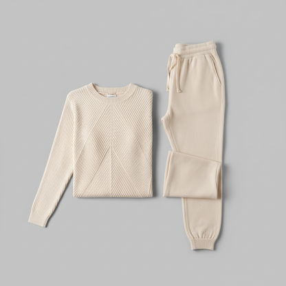 Ribbed Knit Tracksuit Set | Women's Joggers and Pullover