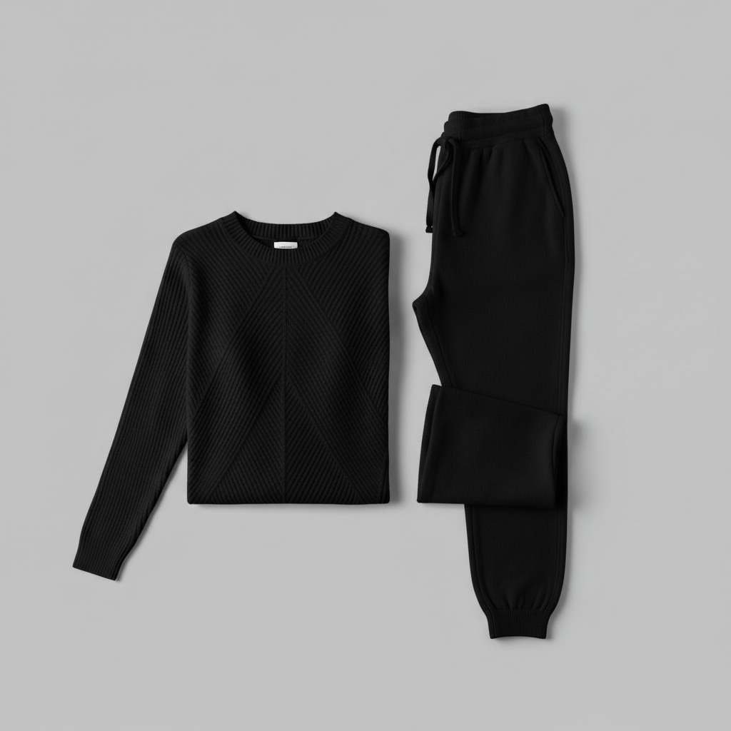 Ribbed Knit Tracksuit Set | Women's Joggers and Pullover