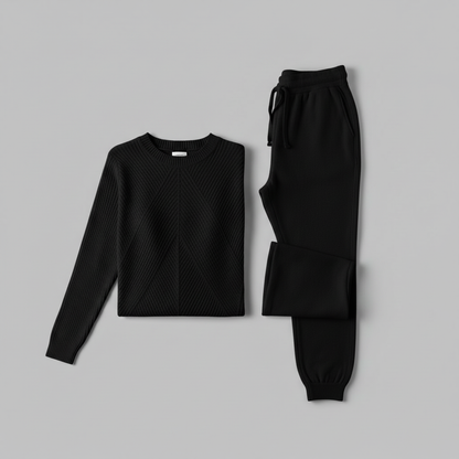 Ribbed Knit Tracksuit Set | Women's Joggers and Pullover