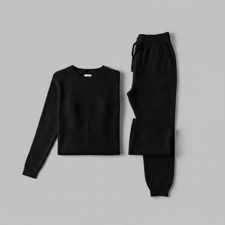 Ribbed Knit Tracksuit Set | Women's Joggers and Pullover