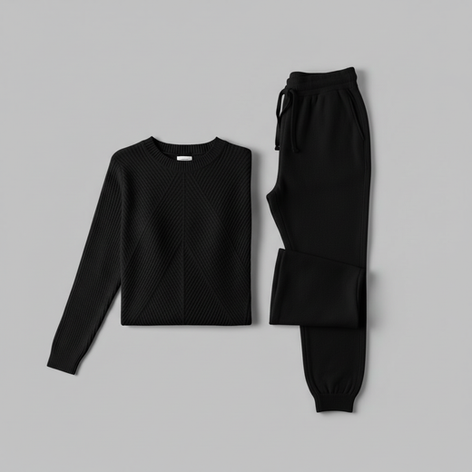 Ribbed Knit Tracksuit Set | Women's Joggers and Pullover