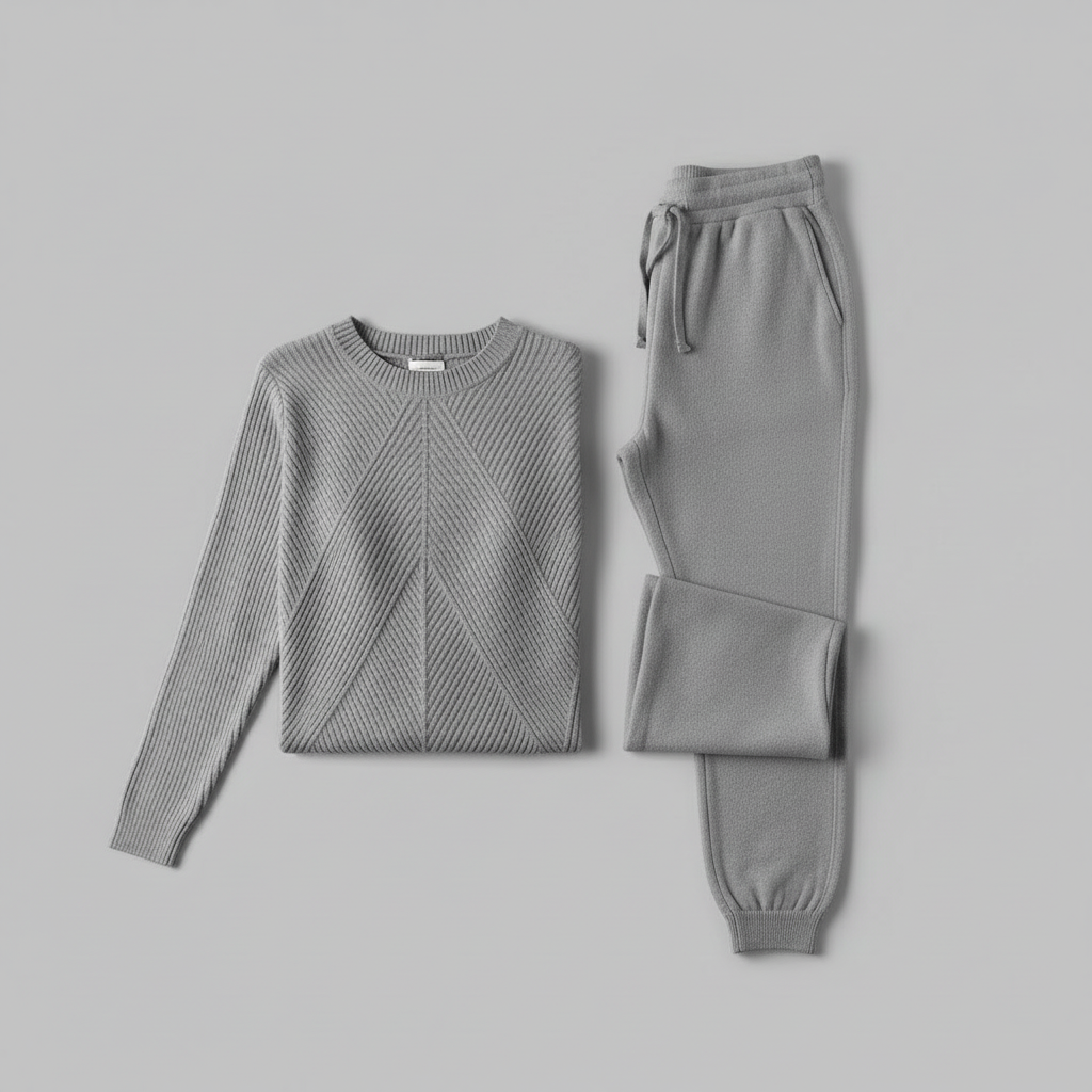 Ribbed Knit Tracksuit Set | Women's Joggers and Pullover