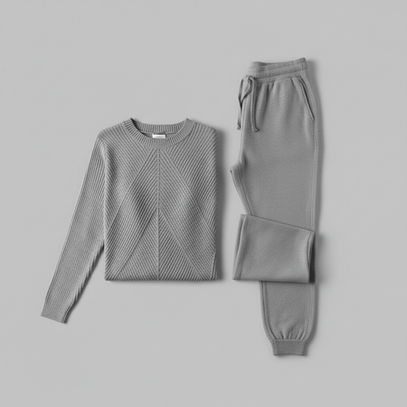 Ribbed Knit Tracksuit Set | Women's Joggers and Pullover