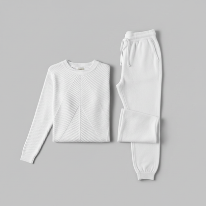 Ribbed Knit Tracksuit Set | Women's Joggers and Pullover
