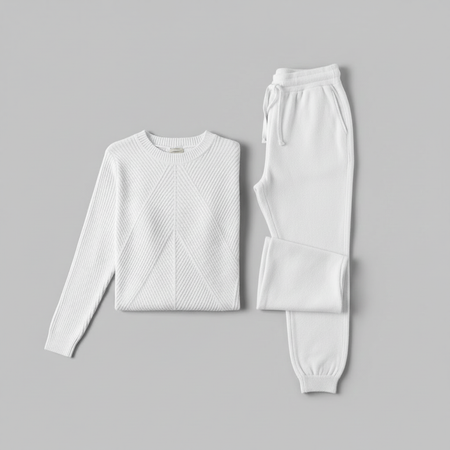 Ribbed Knit Tracksuit Set | Women's Joggers and Pullover