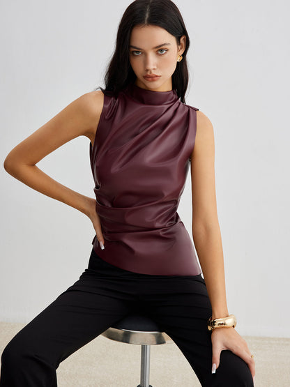 Royce | Women’s Sleeveless Faux Leather Top