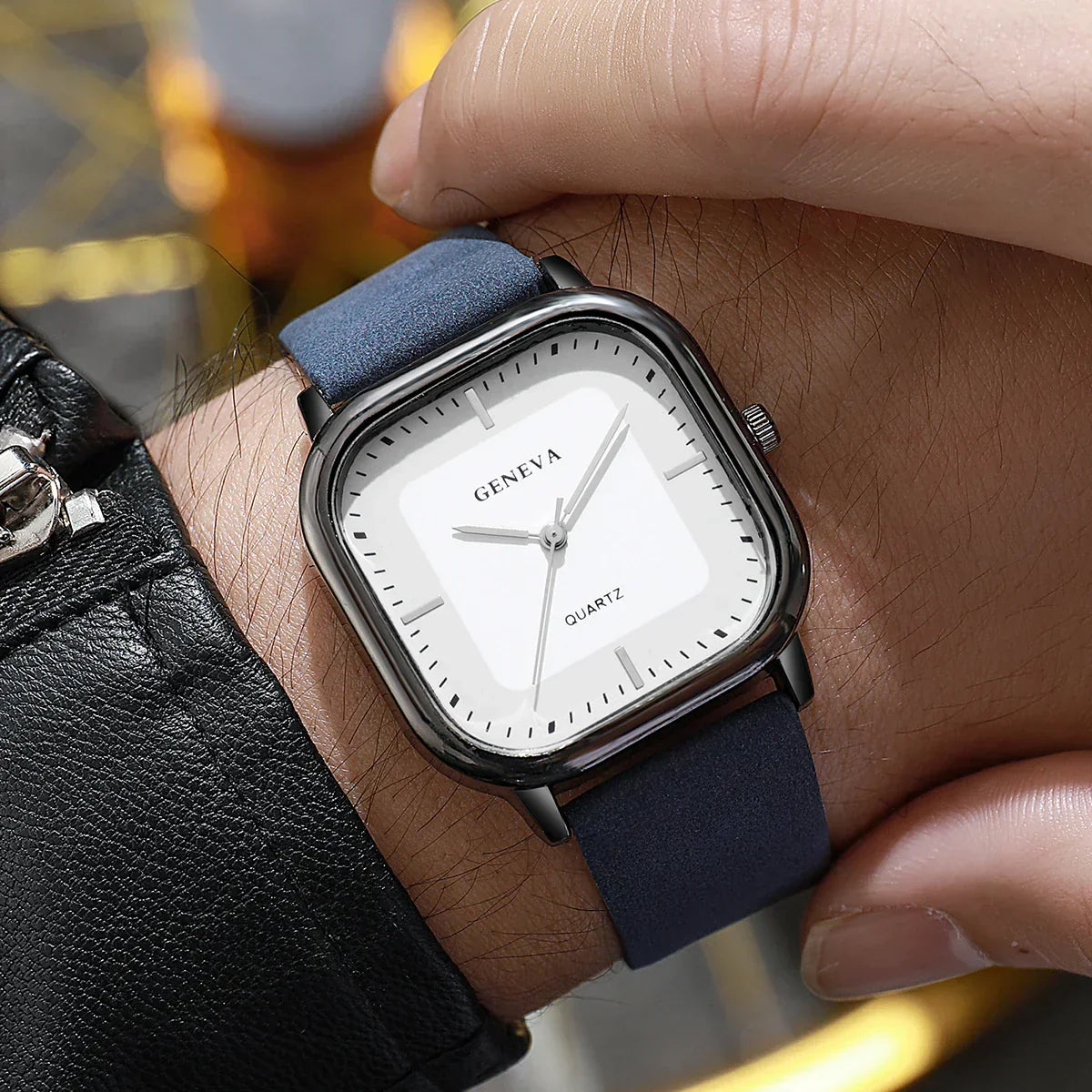 Neves | Men’s Square Minimalist Leather Watch