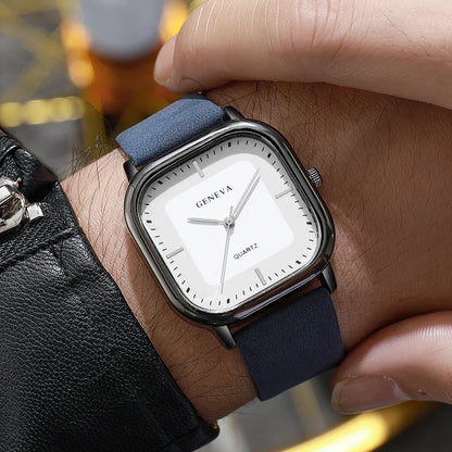 Neves | Men’s Square Minimalist Leather Watch