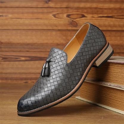 Tobias | Men’s Woven Leather Tassel Loafers