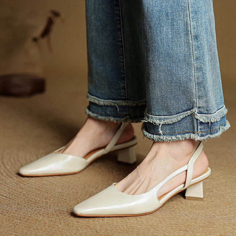 Khloe | Women’s Pointed Toe Leather Slip-On Heels