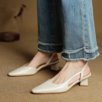 Khloe | Women’s Pointed Toe Leather Slip-On Heels