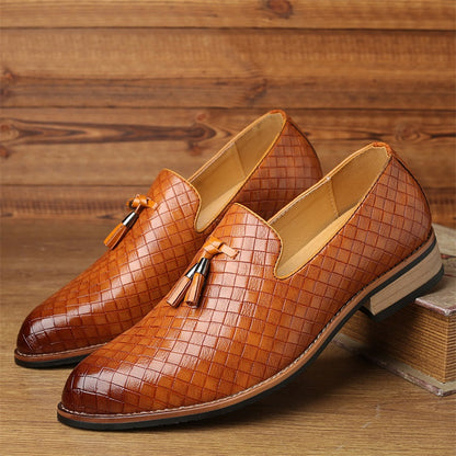 Tobias | Men’s Woven Leather Tassel Loafers
