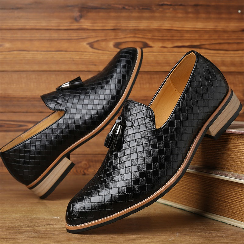 Tobias | Men’s Woven Leather Tassel Loafers