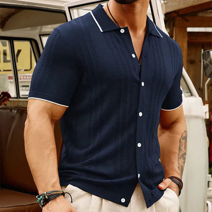 Jeronimo | Men’s Jacquard Knitted Button-Up Shirt