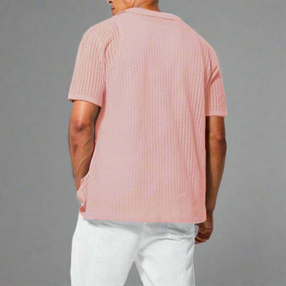 Renando | Men’s Crochet Knit Button-Up Shirt