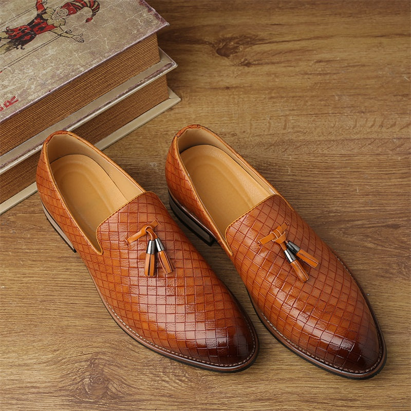Tobias | Men’s Woven Leather Tassel Loafers