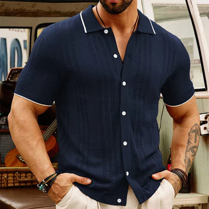 Jeronimo | Men’s Jacquard Knitted Button-Up Shirt