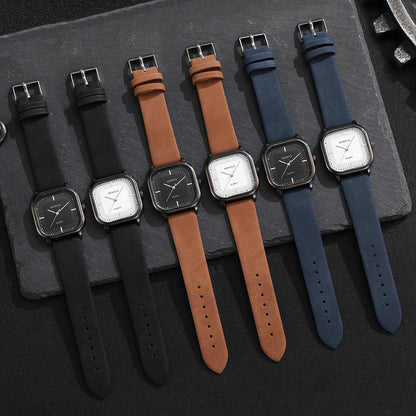 Neves | Men’s Square Minimalist Leather Watch