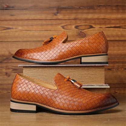 Tobias | Men’s Woven Leather Tassel Loafers