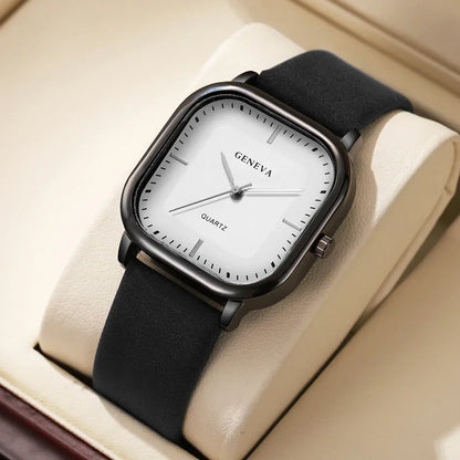 Neves | Men’s Square Minimalist Leather Watch