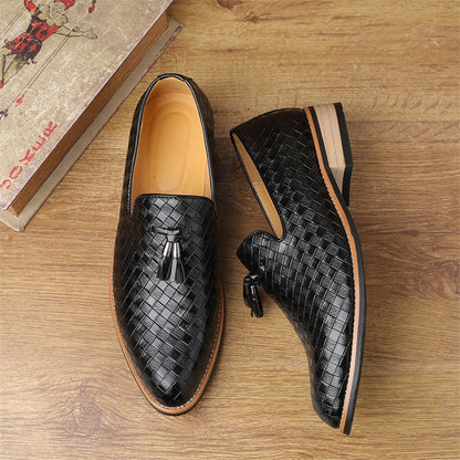 Tobias | Men’s Woven Leather Tassel Loafers