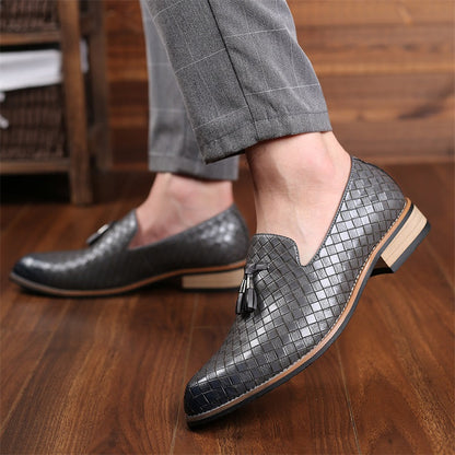 Tobias | Men’s Woven Leather Tassel Loafers
